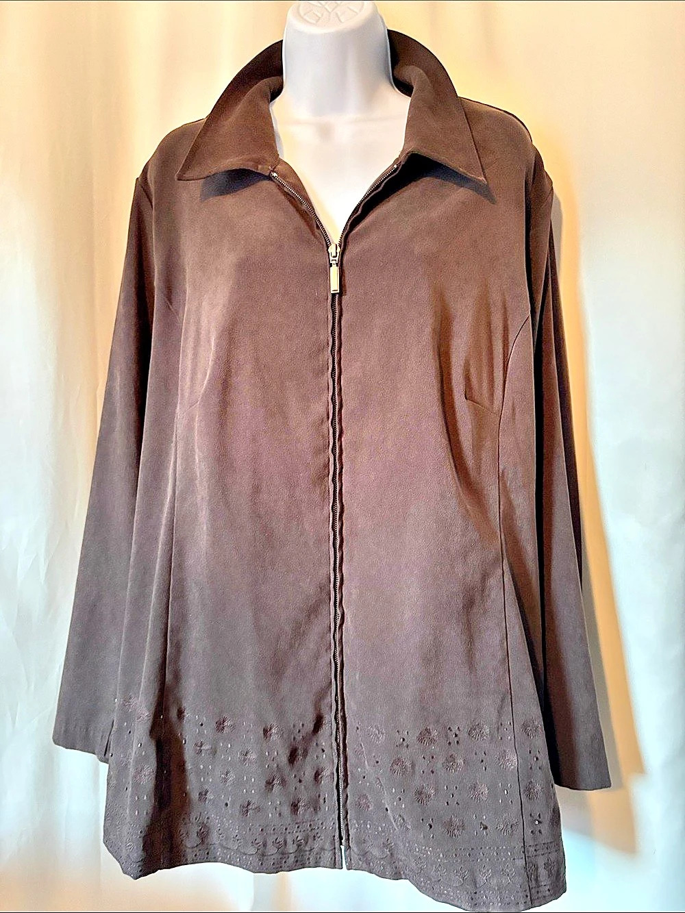 Penningtons Brown Zip Front Jacket Size 2X Like New